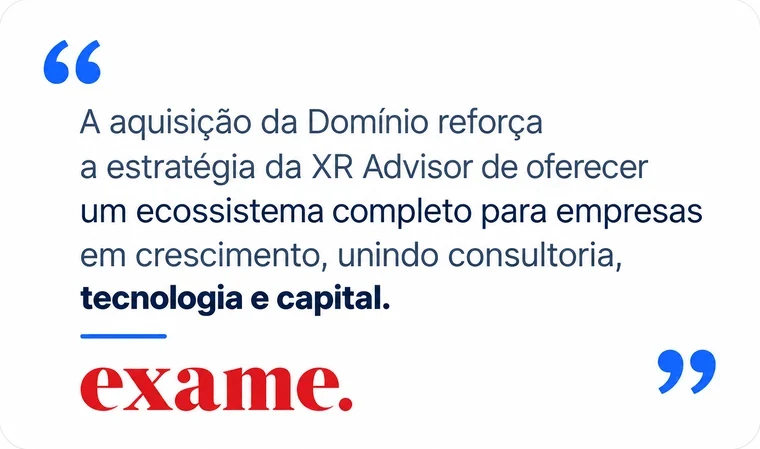 Destaque da matéria da EXAME sobre a aquisição da Domínio pela XR Advisor